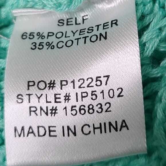 NWT Urban Outfitters Bibi Crochet Sweater Cropped Puff Sleeves SZ Small Green - Picture 7 of 8